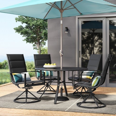 Avalon 4pk Sling Swivel Rocker Patio Dining Chair | Swivel Chairs