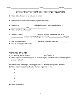 Properties Of Water Worksheet Answers Biology - Ivuyteq
