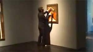 Police are searching for a suit-jacketed suspect who spray-painted graffiti over a Picasso painting at Houston's Menil Collection art museum last week.