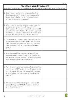 Common Core Math Worksheets 4th Grade Word Problems - Robert Mile's