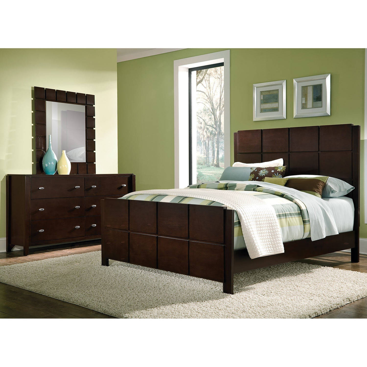Mosaic 5piece King Bedroom Set Dark Brown American Signature