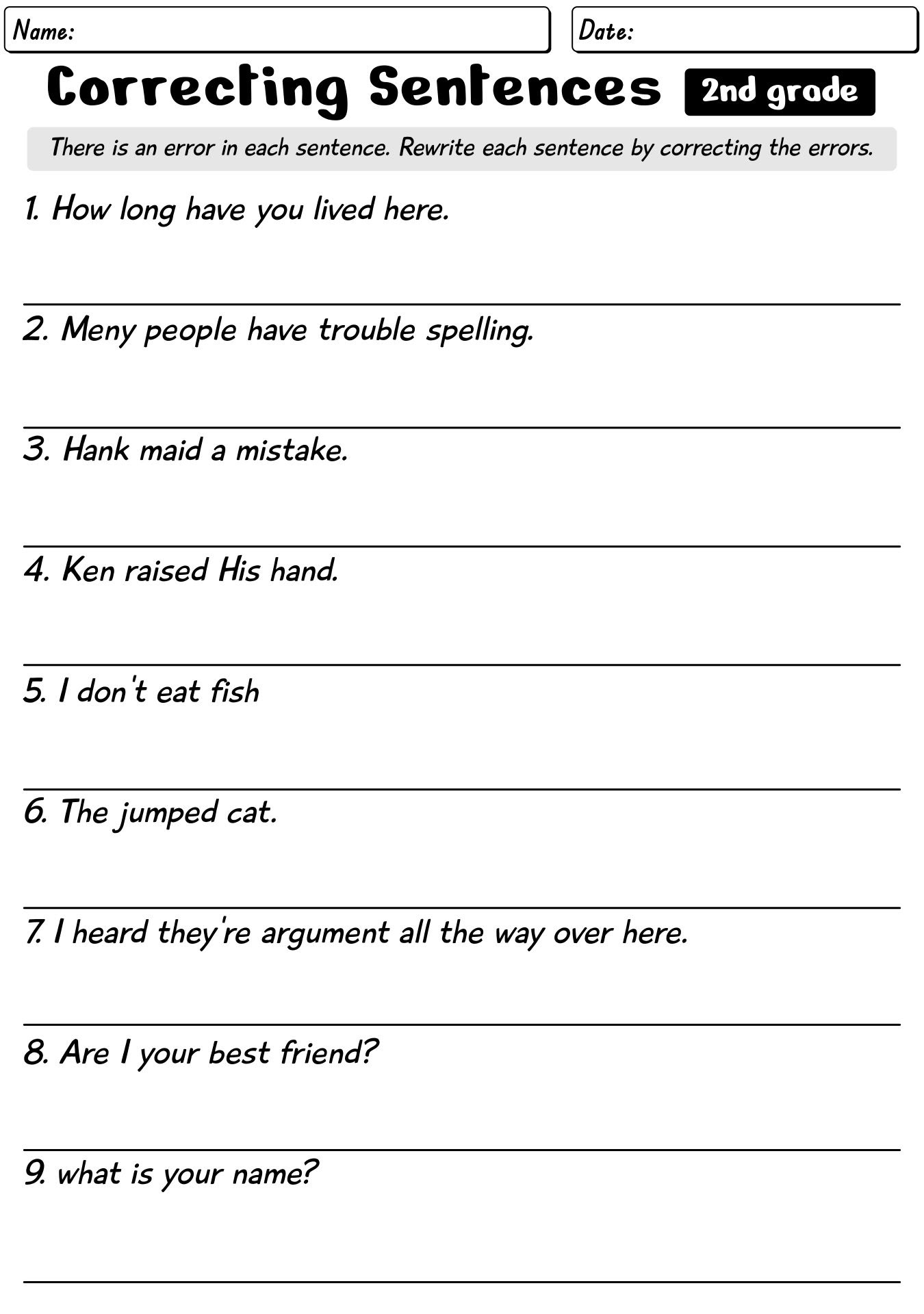 Sentence Correction Worksheets Worksheet Template Tips And Reviews