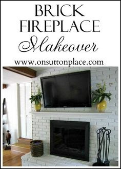 See the shocking before and after of this painted brick fireplace makeover!