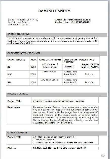 resume format in word download