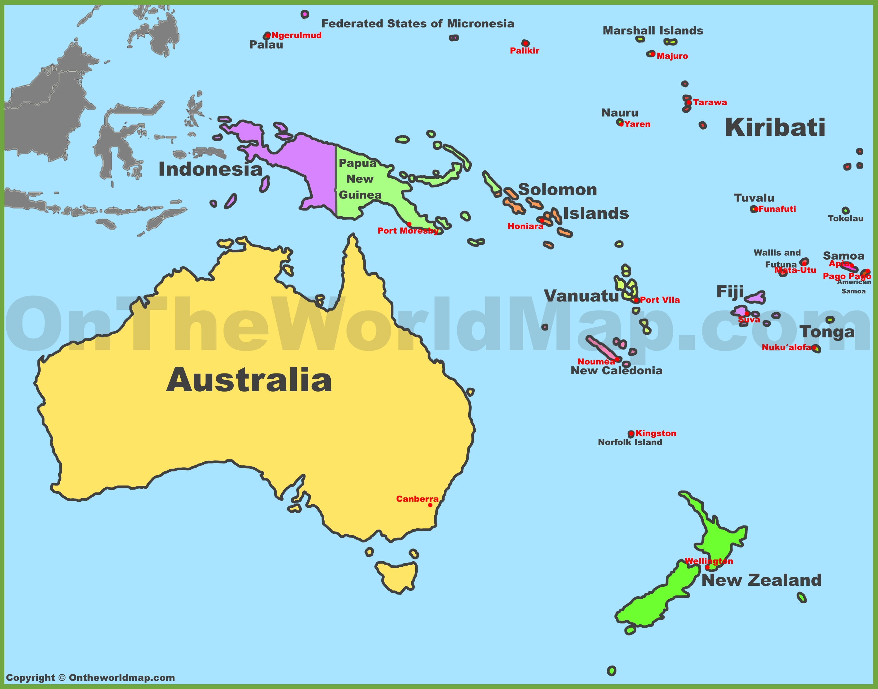 Map Of Australia And Oceania | Time Zones Map World