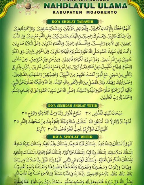 Doa Sesudah Sholat Tarawih Dan Witir Nu - Hijriyah S
