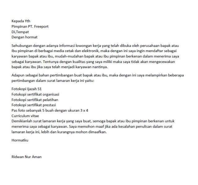 Contoh Surat Lamaran Bahasa Indonesia Kelas 12 Contoh Surat