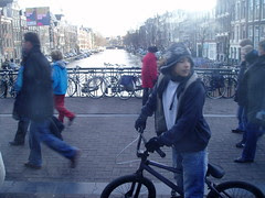 Amsterdam street looked in a tram
