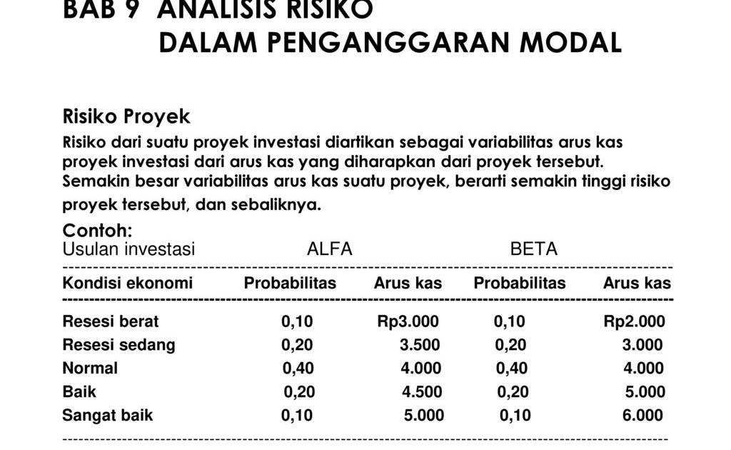 Contoh Soal Estimasi Arus Kas Dan Analisis Resiko Contoh Soal Terbaru