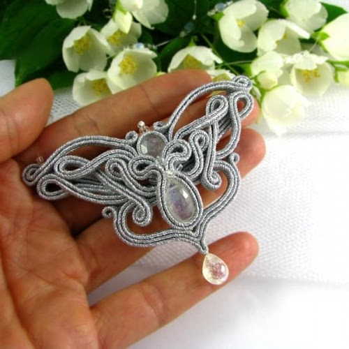 Naszyjnik ażurowy do ślubu, kolia Kolia ślubna soutache