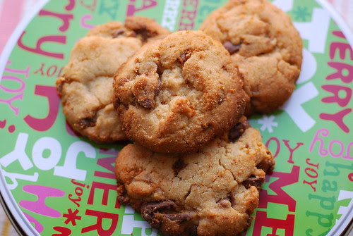 Peanut butter-toffee chip-chocolate cookies