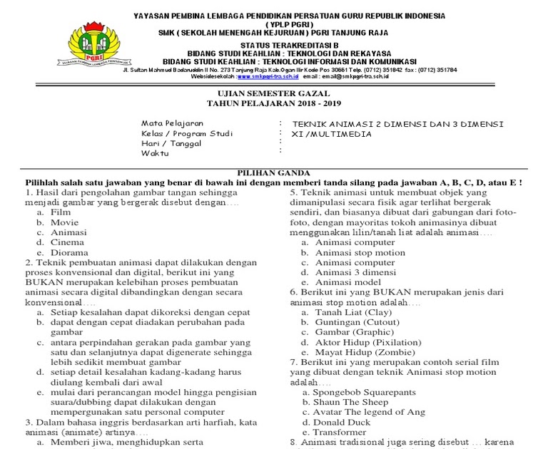 Contoh Soal Animasi 3d Kelas 11 Beserta Jawaban Blog Sekolah