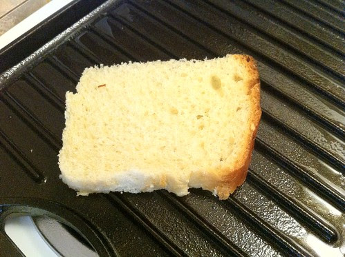Slice of Bread Placed on Hot Griddle
