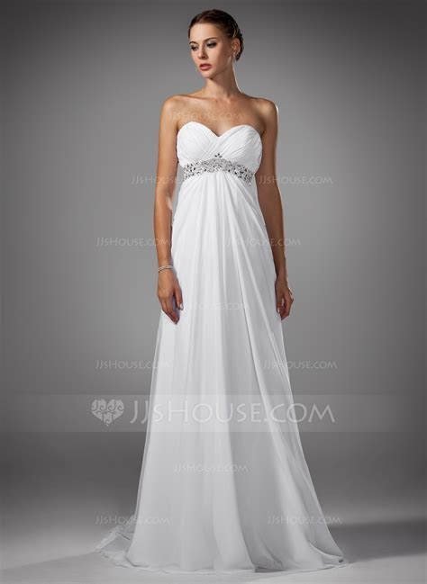 Empire Sweetheart Sweep Train Chiffon Wedding Dress With Empire Sweetheart Sweep Train Chiffon Wedding Dress With