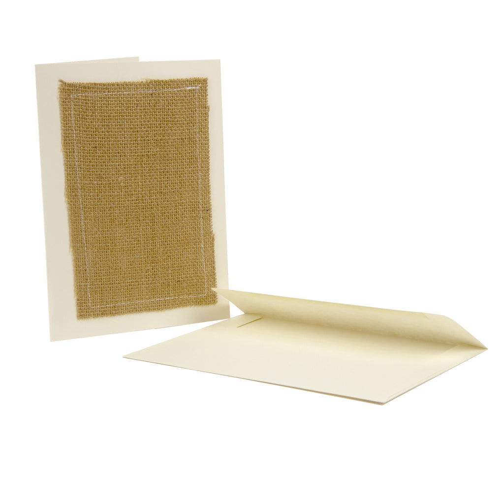 Stitched Greeting Cards  - Ivory Card with Burlap