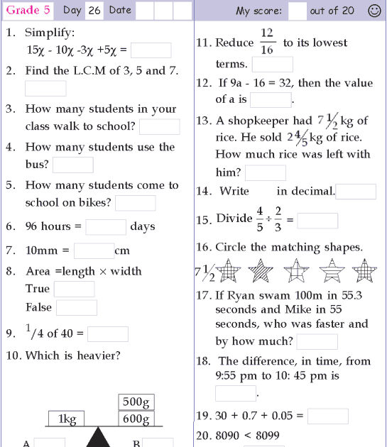 Math Olympiad Questions 5th Grade