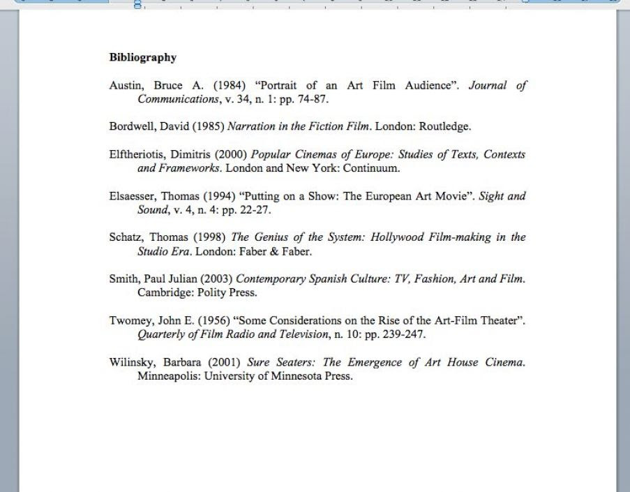 format of bibliography for research paper