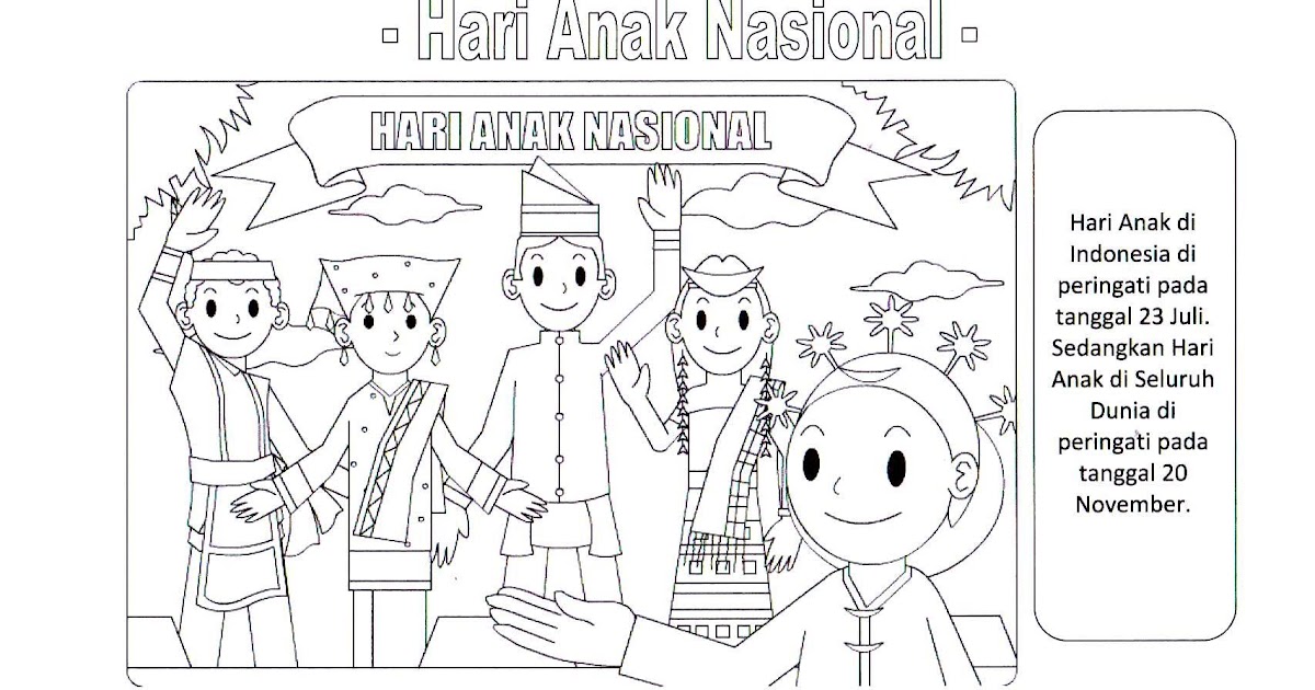 Mewarnai Dan Menggambar Contoh Gambar Mewarnai Tema Hari Anak Nasional