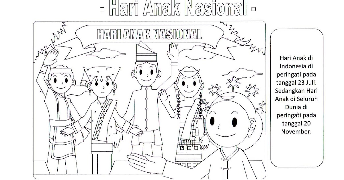 Contoh Gambar Mewarnai Tema Hari Anak Nasional Gambarkakak