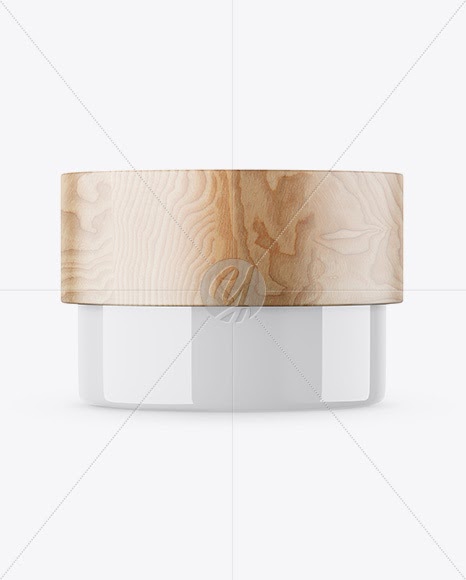 Download Glossy Cosmetic Jar With Metallic Cap Mockup Front View