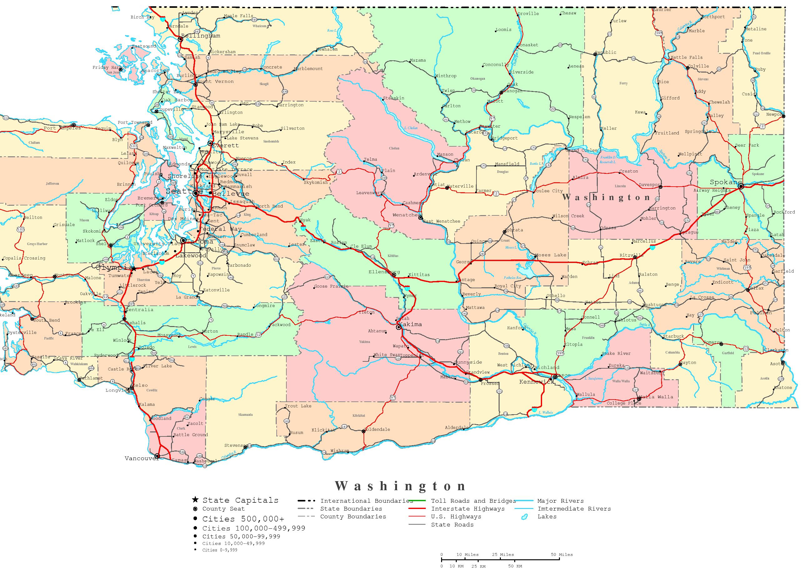 Political Map Of Washington State Draw A Topographic Map