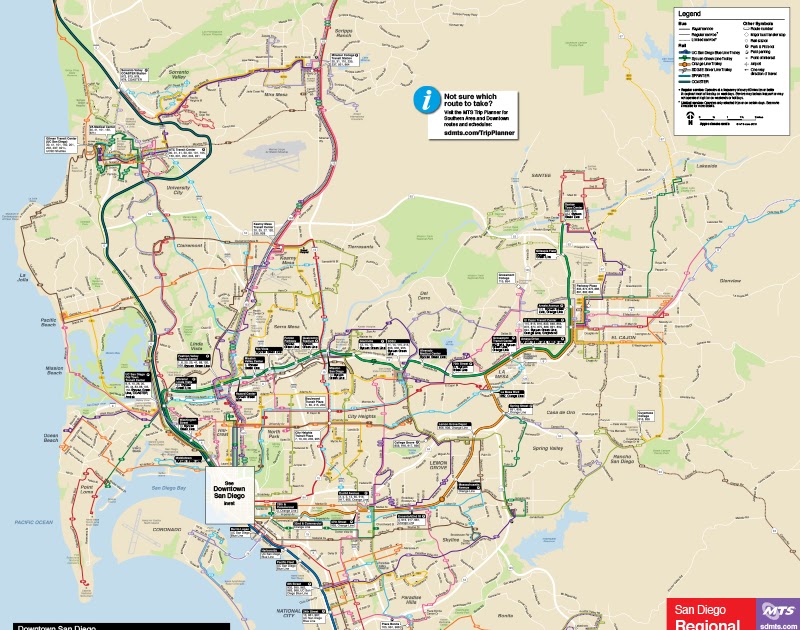 San Diego Transit Map | Color 2018