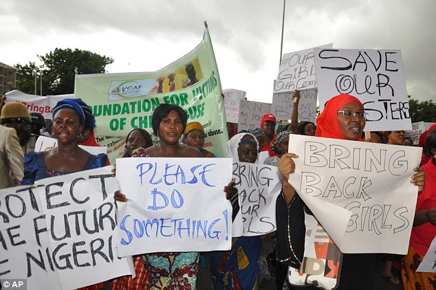 Guilty conscience: The militants reportedly believe the attacks are caused by the spirits of their victims. There have been widespread anti-Boko Haram protests in Nigeria (pictured) since the April kidnapping of 230 girls