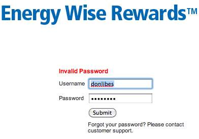 invalid password