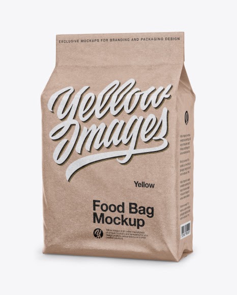 Download Food Packaging Mockup Free Psd Kraft Stand Up Food Bag Mockup In Bag Sack Mockups On Yellow PSD Mockup Templates