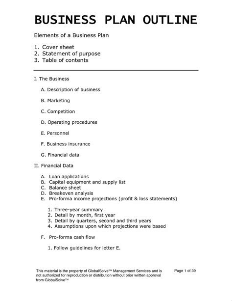 business plan template for preschool