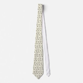 Tie with white background and tiny black flowers tie