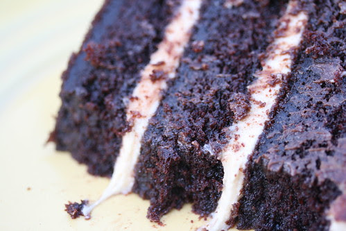 Sour Cream-Chocolate Cake with Peanut Butter Frosting and Chocolate-Peanut Butter Glaze