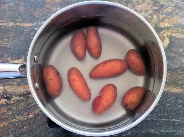 Baby Red Potatoed Added to Cooking Water