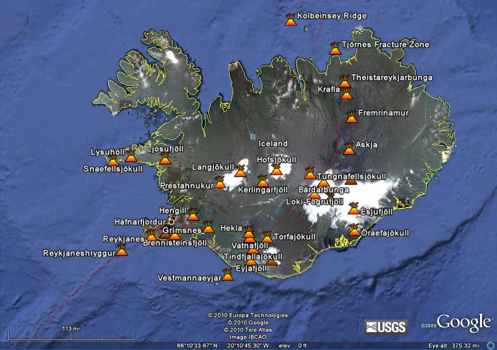 На каком материке находится вулкан гекла