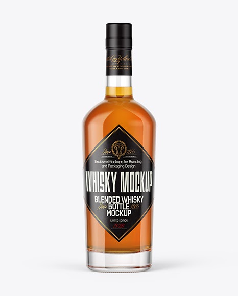 Download Download Clear Glass Bottle with Whiskey Mockup Object Mockups - Download Free Mockup Today