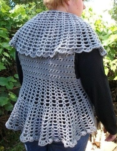 Plus Size Crochet Victorian Style Round Vest PDF Pattern 1210