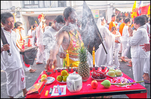 Ma Song blessing a shrine on Thalang Road