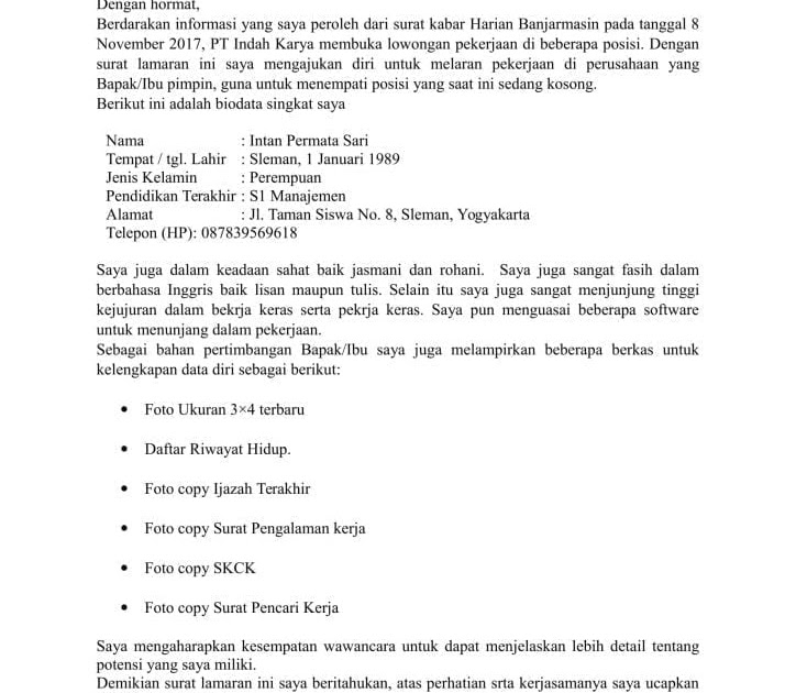 Contoh Surat Lamaran Kerja Pramugari Lion Air - Info Seputar Kerjaan