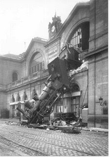 Train wreck at Montparnasse, France, 1895
