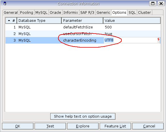 kettle-mysql-connection-utf8