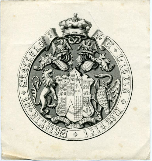 Bookplate of Henry Valentine Stafford-Jerningham, 9th Baron Stafford