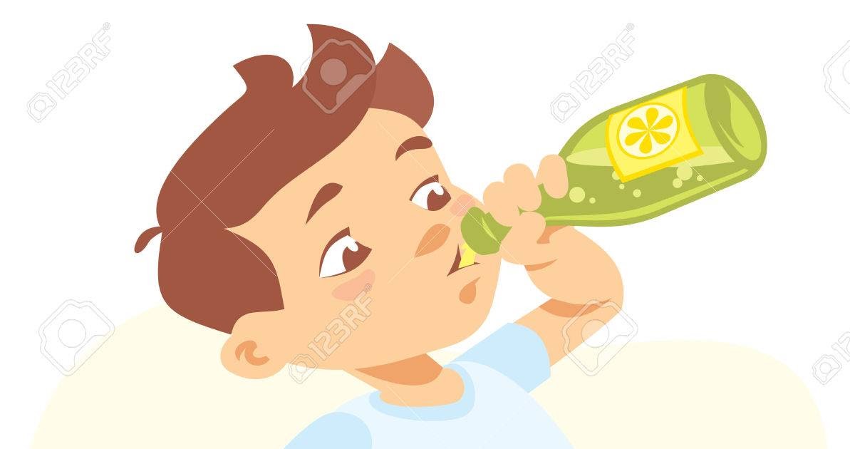 Boy Drinking Water Cartoon Images