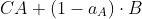 C = A + (1 - a_{A})\cdot B