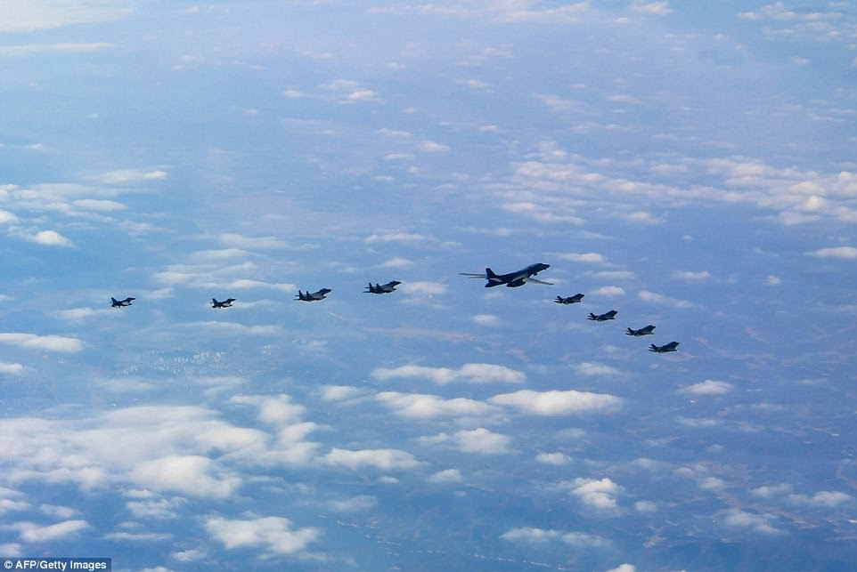 South Korea's Joint Chiefs of Staff said the Guam-based bomber simulated land strikes at a military field near South Korea's eastern coast during a drill with US and South Korean fighter jets