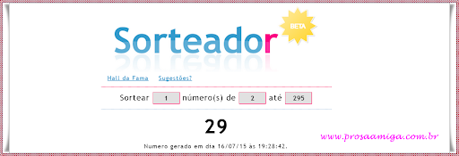 Resultado do sorteio