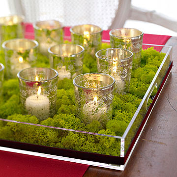 Christmas Decorating with Candles Votive Candle Display