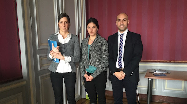 Brenda Vukovic from the OHCHR with Rosa María Payá and Javier El-Hage at Palais Wilson Brenda Vukovic from the OHCHR with Rosa María Payá and Javier El-Hage at Palais Wilson