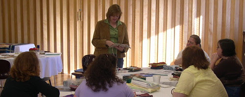 Becky and some of the hand piecers