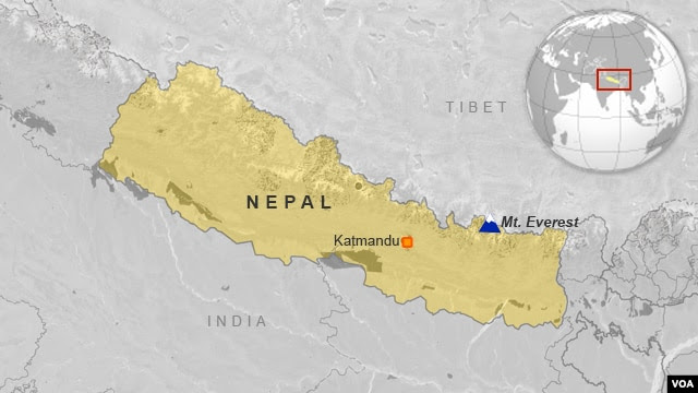 Avalanche in Nepal, on Mt. Everest.