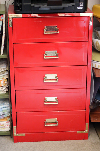 Red Metal Chest of Drawers by Jeni Baker